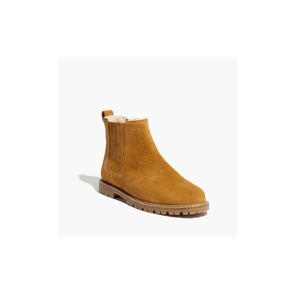 Madewell Size 8.5 The Carlin Shearling Chelsea Boot Ankle Boot Suede Rugged - Picture 3 of 14